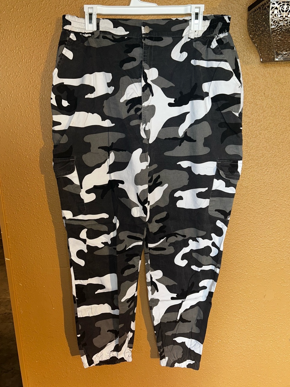 Black & White Camo Cargo Joggers - Picture 2 of 2